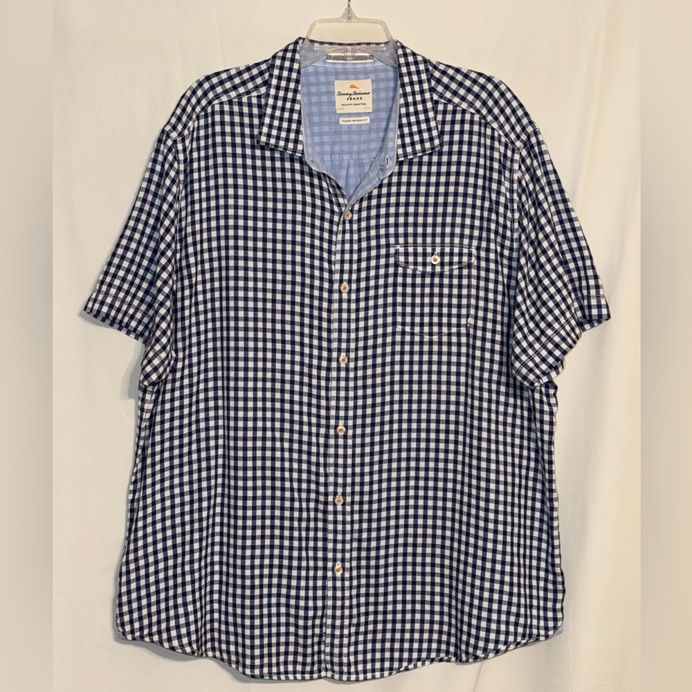 Tommy Bahama Checkered Island Modern Fit Short Sleeve Shirt Size XXL